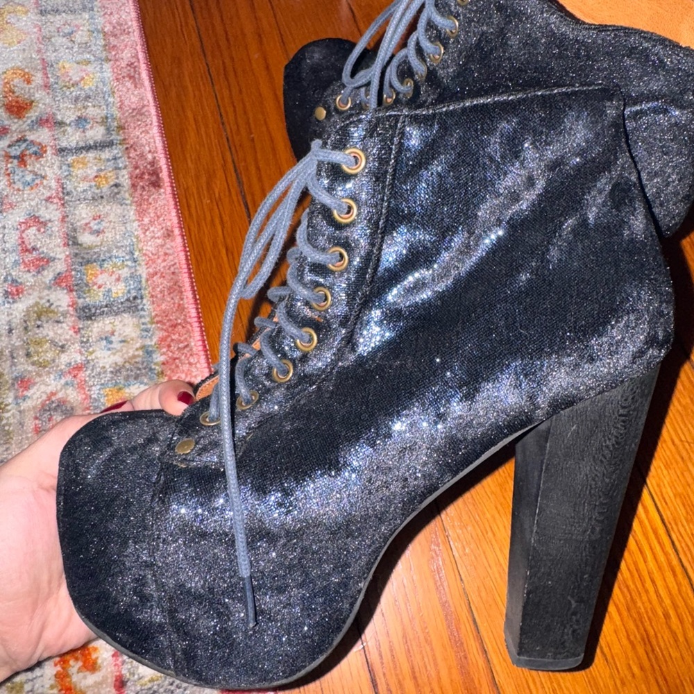 Stylish navy sparkly Platform Ankle Boots